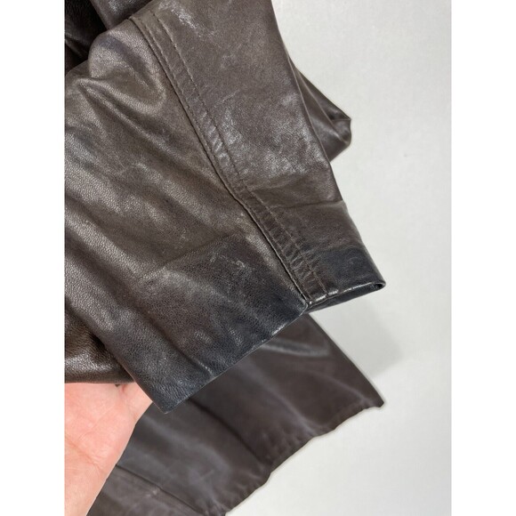 Theory Women's Brown Leather Drawstring Jacket Coat Size Small Full Zip - Picture 10 of 13